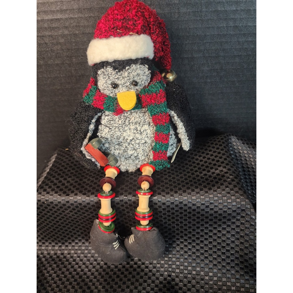 Vintage 1999 Christmas Penguin Shelf Sitter Button Legs Holiday Decor 61030044